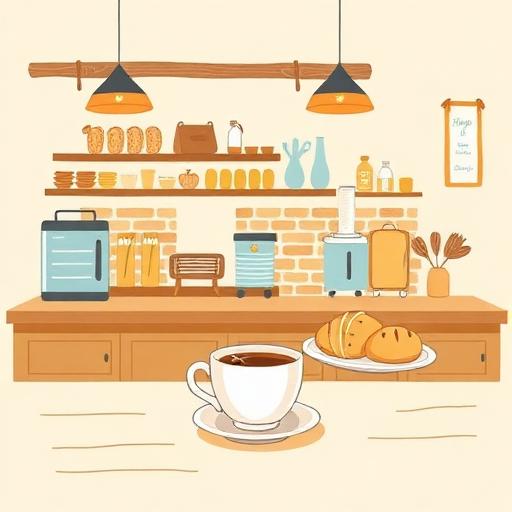 Café counter with coffee