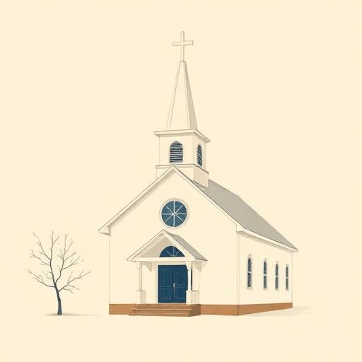 Small-town church with steeple